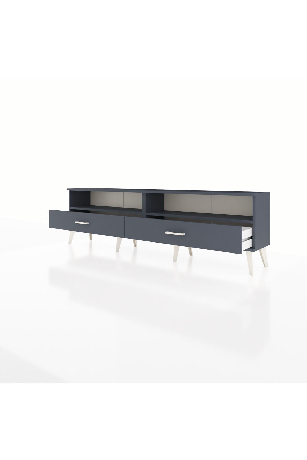 Arges TV Ünitesi 2 Raflı 2 Çekmeceli  176x30x51 Antrasit-Antrasit/Antrasit