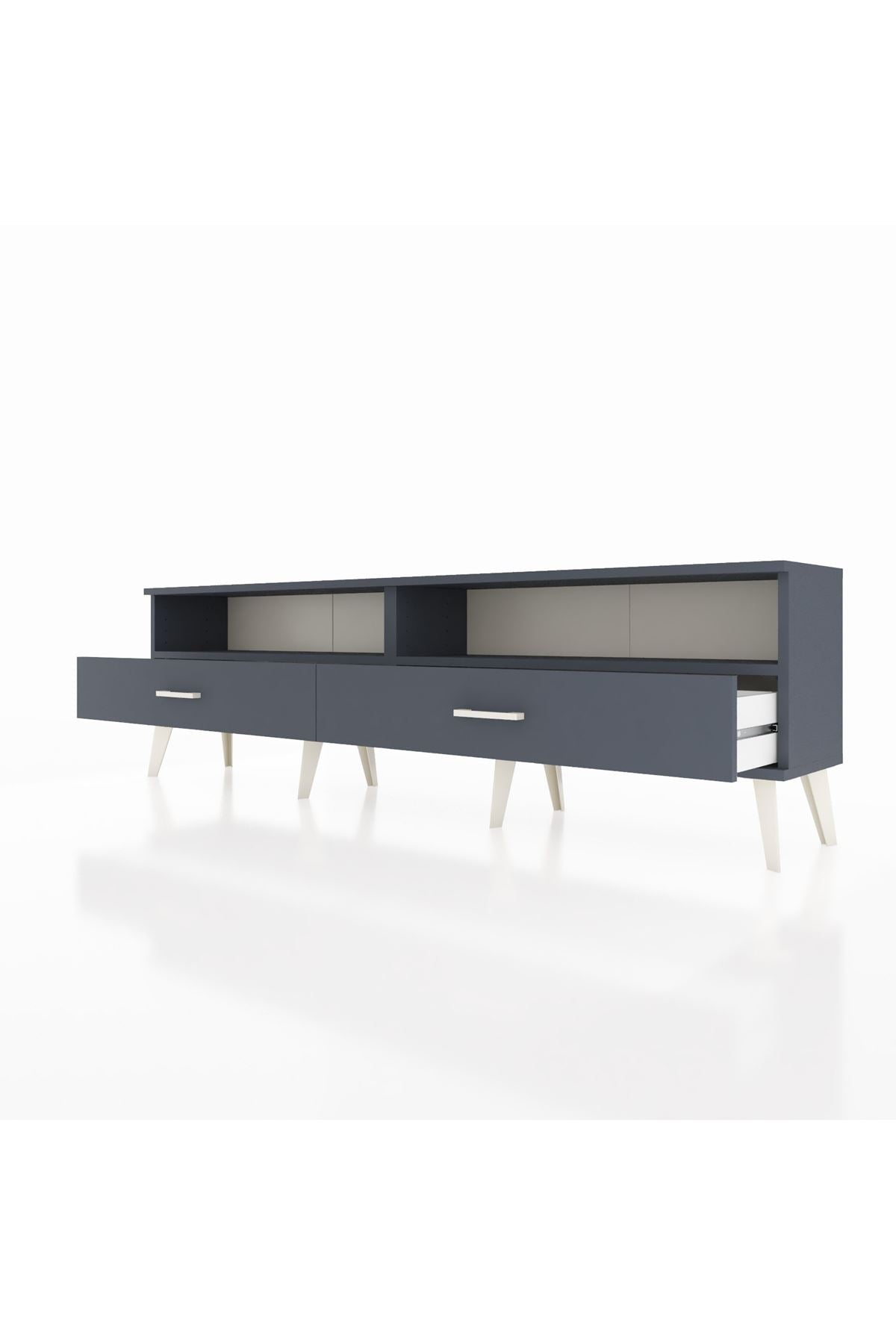 Arges TV Ünitesi 2 Raflı 2 Çekmeceli  176x30x51 Antrasit-Antrasit/Antrasit