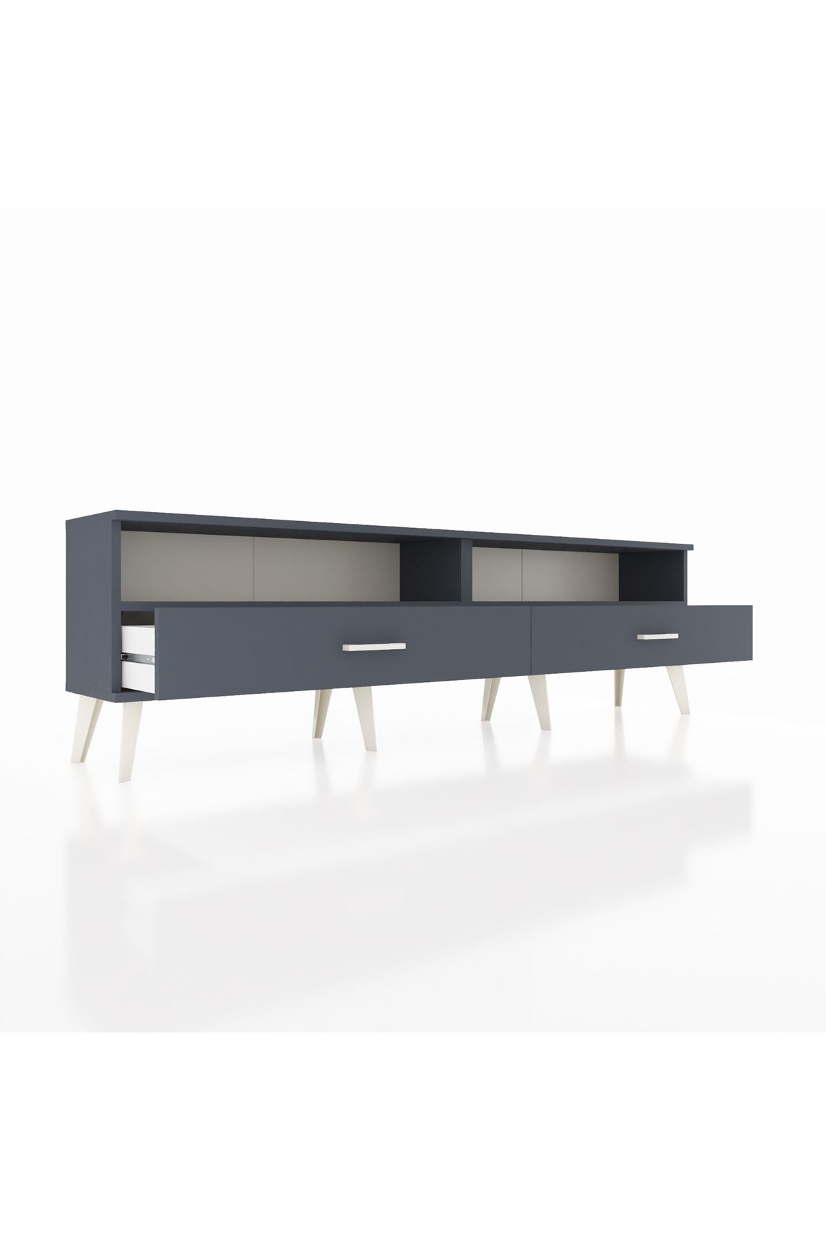 Arges TV Ünitesi 2 Raflı 2 Çekmeceli  176x30x51 Antrasit-Antrasit/Antrasit