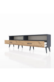 Arges TV Ünitesi 2 Raflı 2 Çekmeceli  176x30x51 Antrasit-Antrasit/Çam