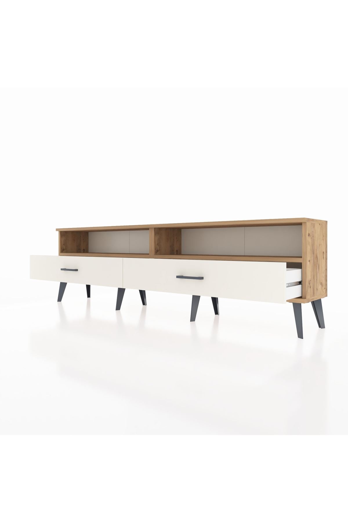 Arges TV Ünitesi 2 Raflı 2 Çekmeceli  176x30x51 Çam-Çam/Aytaşı