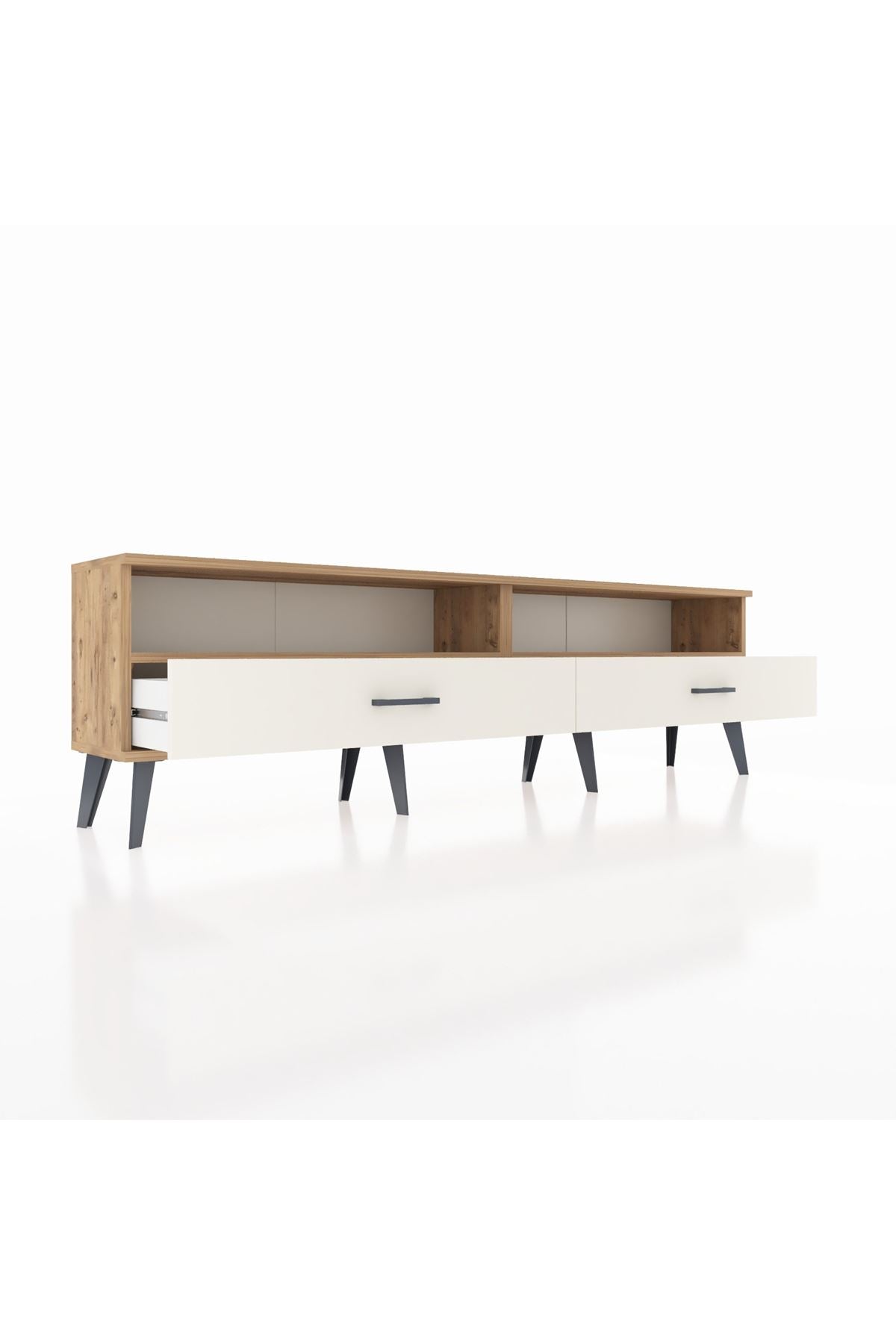 Arges TV Ünitesi 2 Raflı 2 Çekmeceli  176x30x51 Çam-Çam/Aytaşı