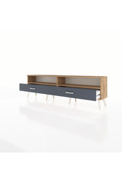 Arges TV Ünitesi 2 Raflı 2 Çekmeceli  176x30x51 Çam-Çam/Antrasit