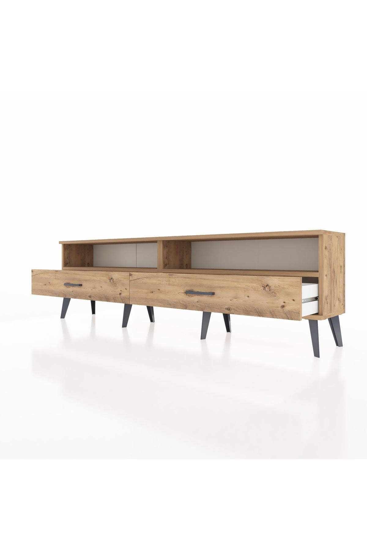 Arges TV Ünitesi 2 Raflı 2 Çekmeceli  176x30x51 Çam-Çam/Çam