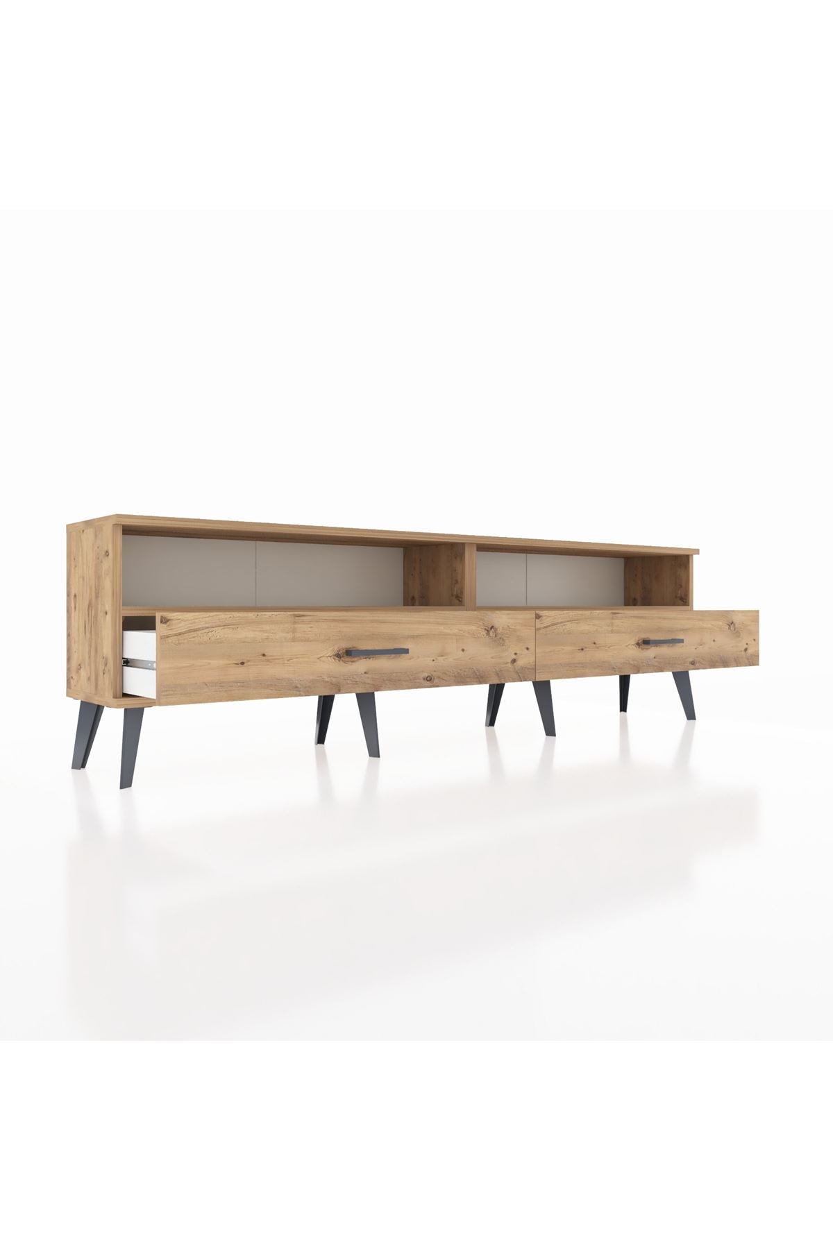 Arges TV Ünitesi 2 Raflı 2 Çekmeceli  176x30x51 Çam-Çam/Çam