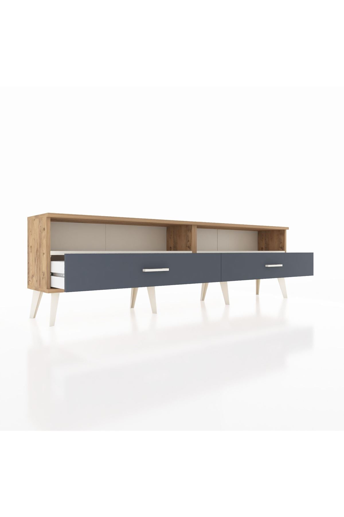 Arges TV Ünitesi 2 Raflı 2 Çekmeceli  176x30x51 Çam-Aytaşı/Antrasit