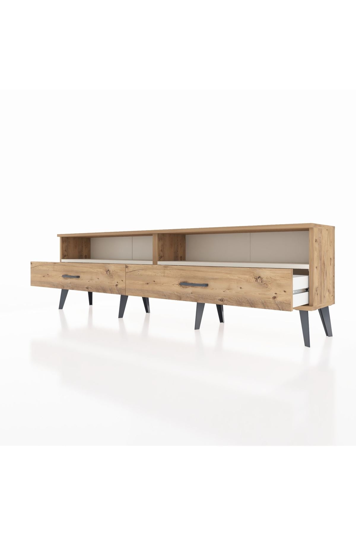 Arges TV Ünitesi 2 Raflı 2 Çekmeceli  176x30x51 Çam-Aytaşı/Çam