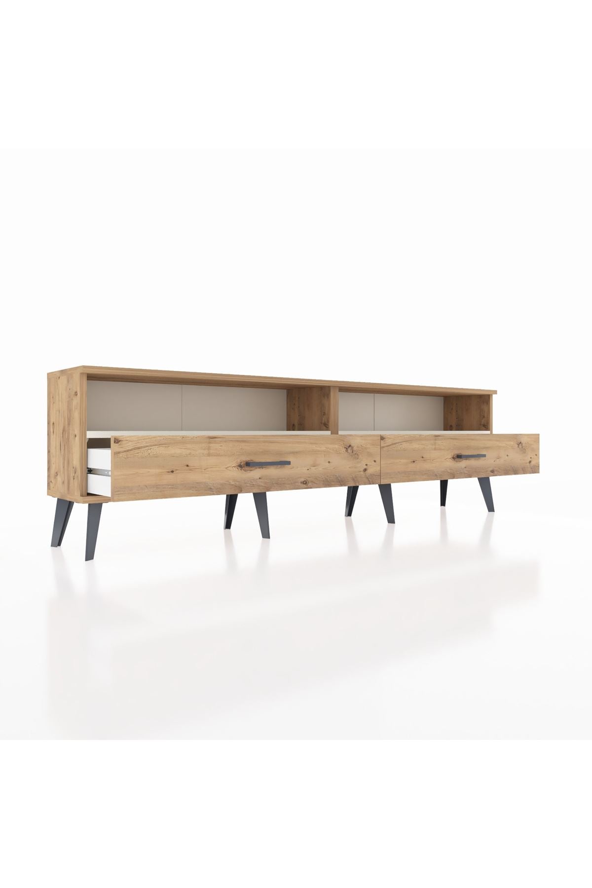 Arges TV Ünitesi 2 Raflı 2 Çekmeceli  176x30x51 Çam-Aytaşı/Çam