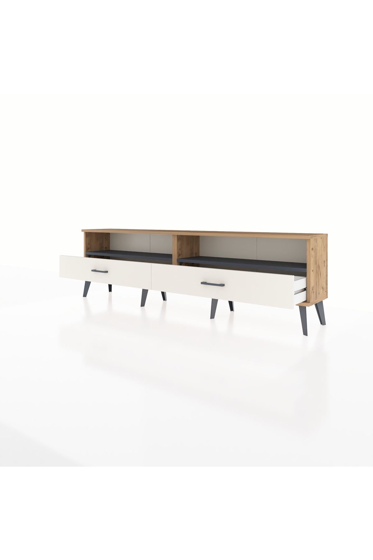 Arges TV Ünitesi 2 Raflı 2 Çekmeceli  176x30x51 Çam-Antrasit/Aytaşı