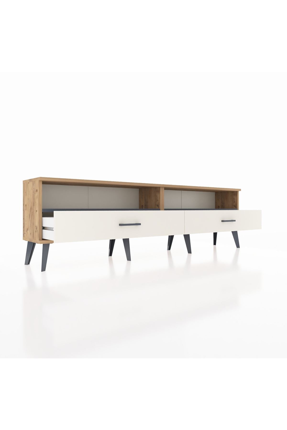 Arges TV Ünitesi 2 Raflı 2 Çekmeceli  176x30x51 Çam-Antrasit/Aytaşı