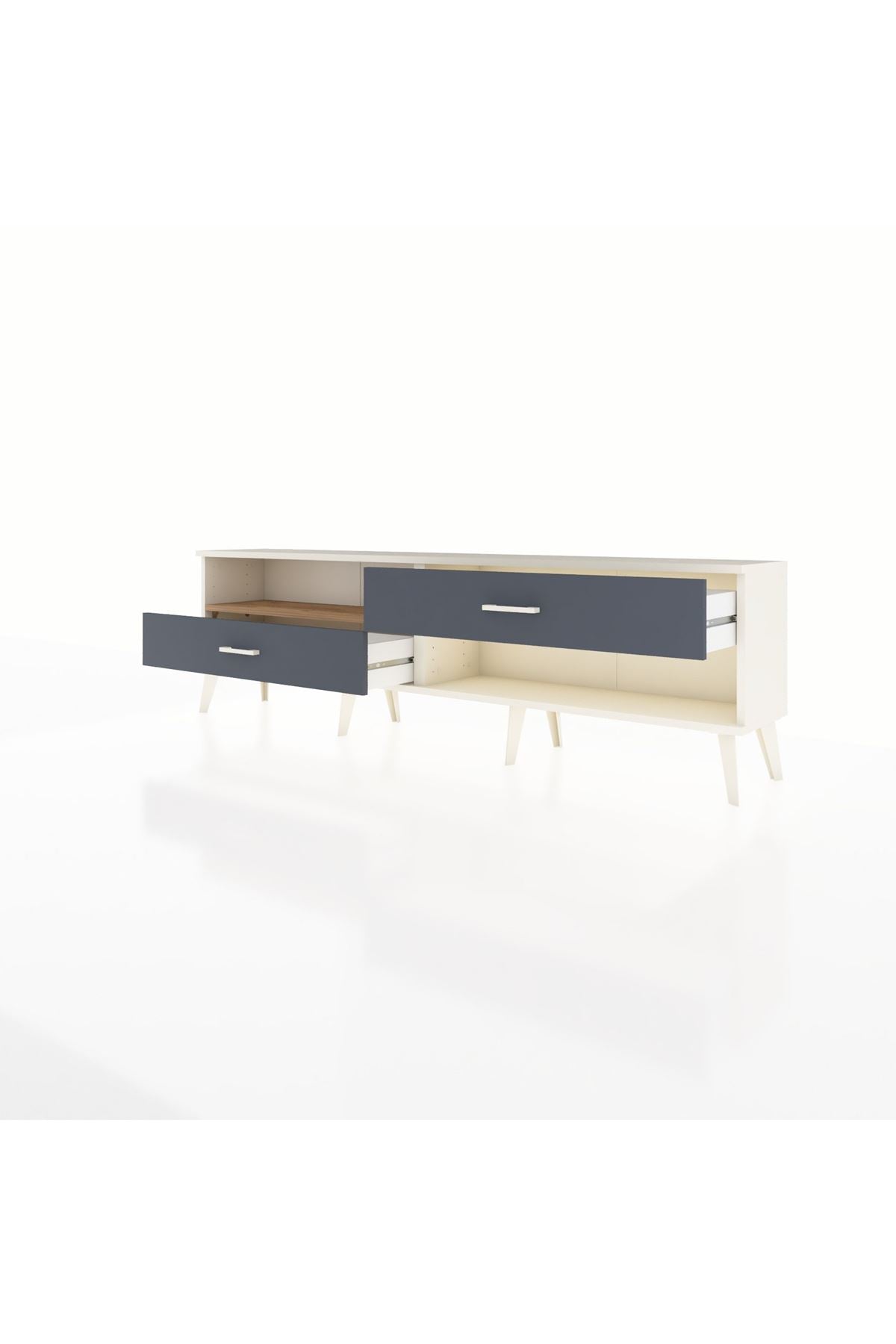 Arges TV Ünitesi Tek Raflı 2 Çekmeceli  176x30x51 Aytaşı-Çam/Antrasit