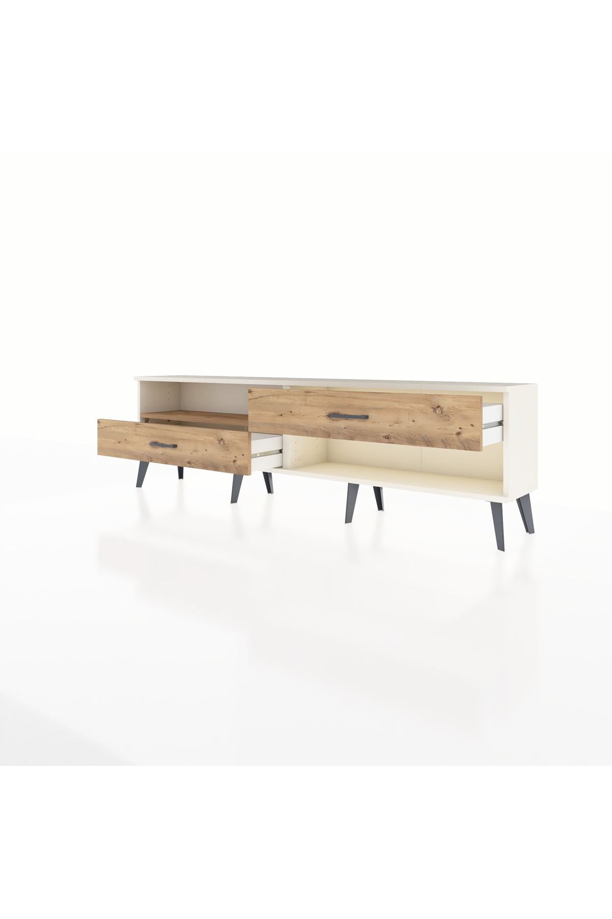 Arges TV Ünitesi Tek Raflı 2 Çekmeceli  176x30x51 Aytaşı-Çam/Çam