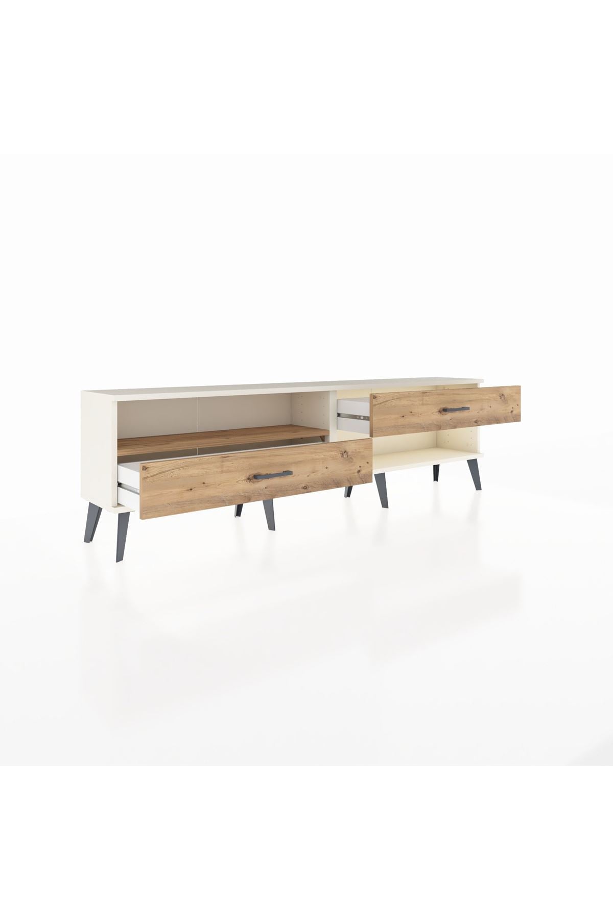 Arges TV Ünitesi Tek Raflı 2 Çekmeceli  176x30x51 Aytaşı-Çam/Çam