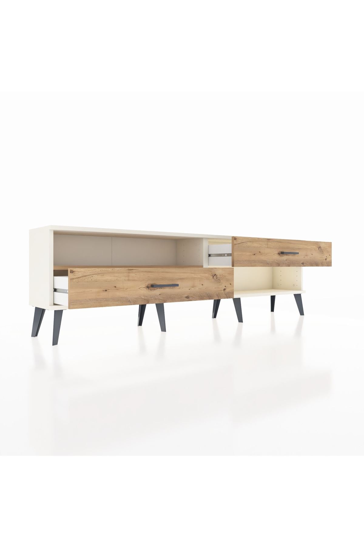 Arges TV Ünitesi Tek Raflı 2 Çekmeceli  176x30x51 Aytaşı-Çam/Çam