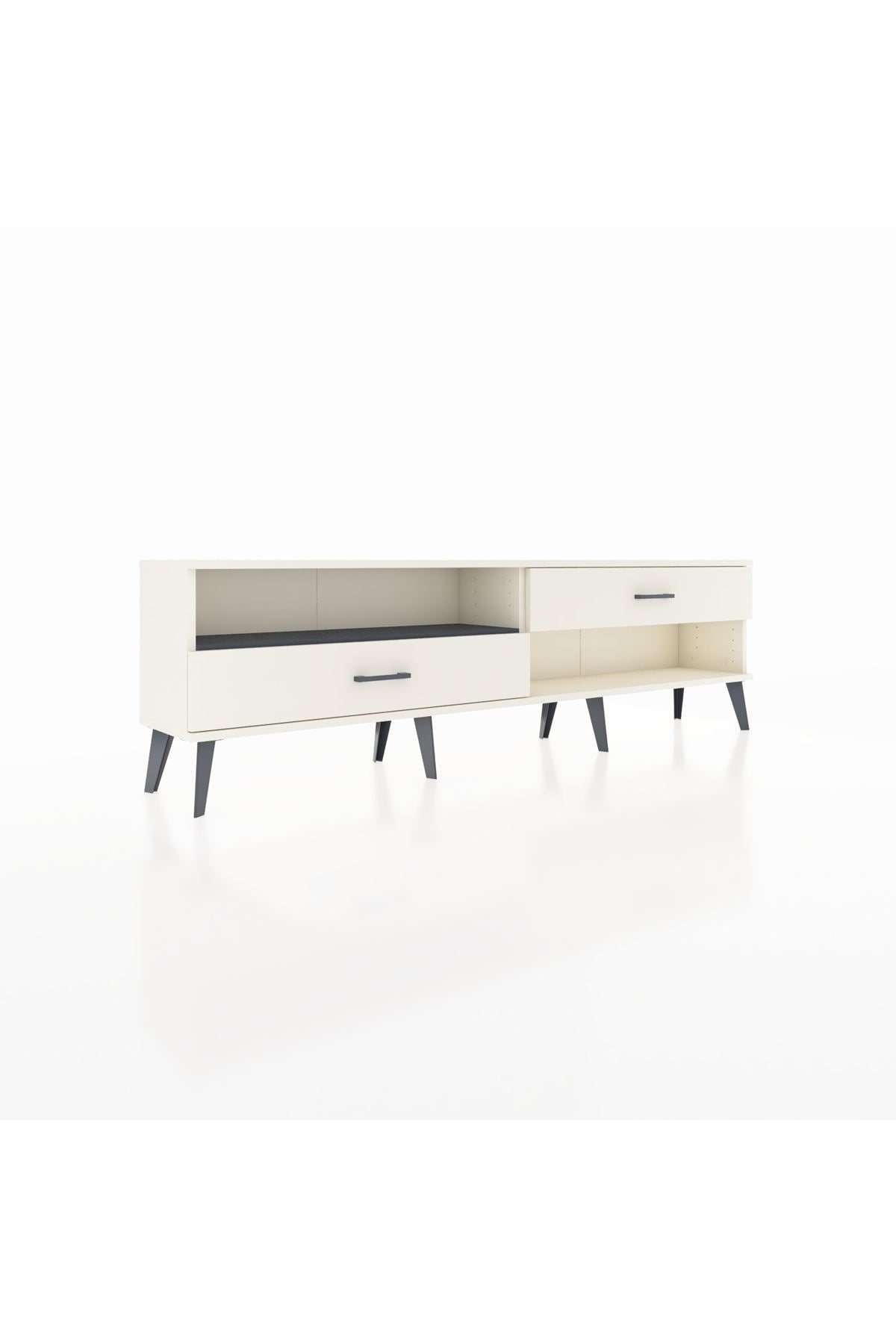 Arges TV Ünitesi Tek Raflı 2 Çekmeceli  176x30x51 Aytaşı-Antrasit/Aytaşı