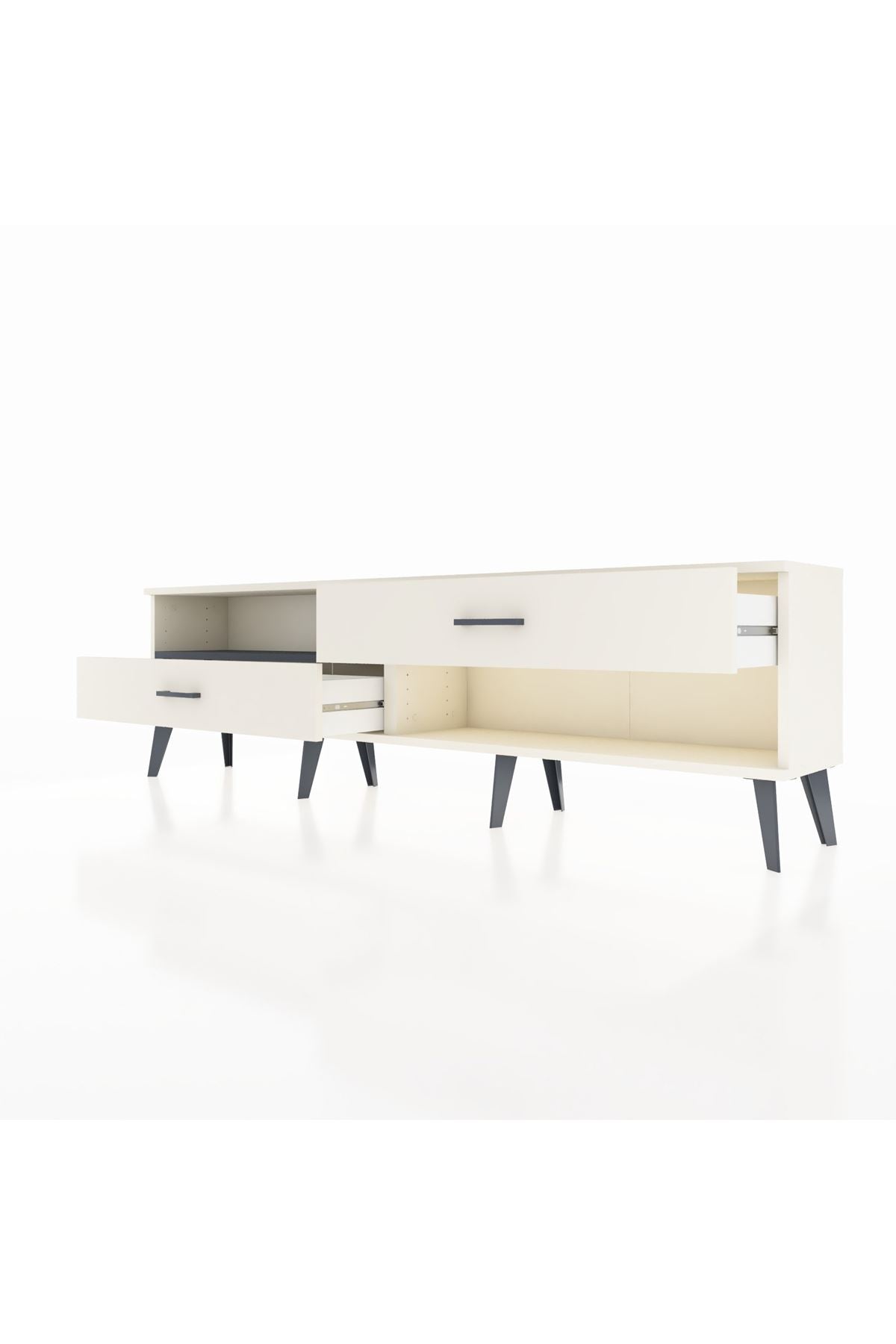 Arges TV Ünitesi Tek Raflı 2 Çekmeceli  176x30x51 Aytaşı-Antrasit/Aytaşı