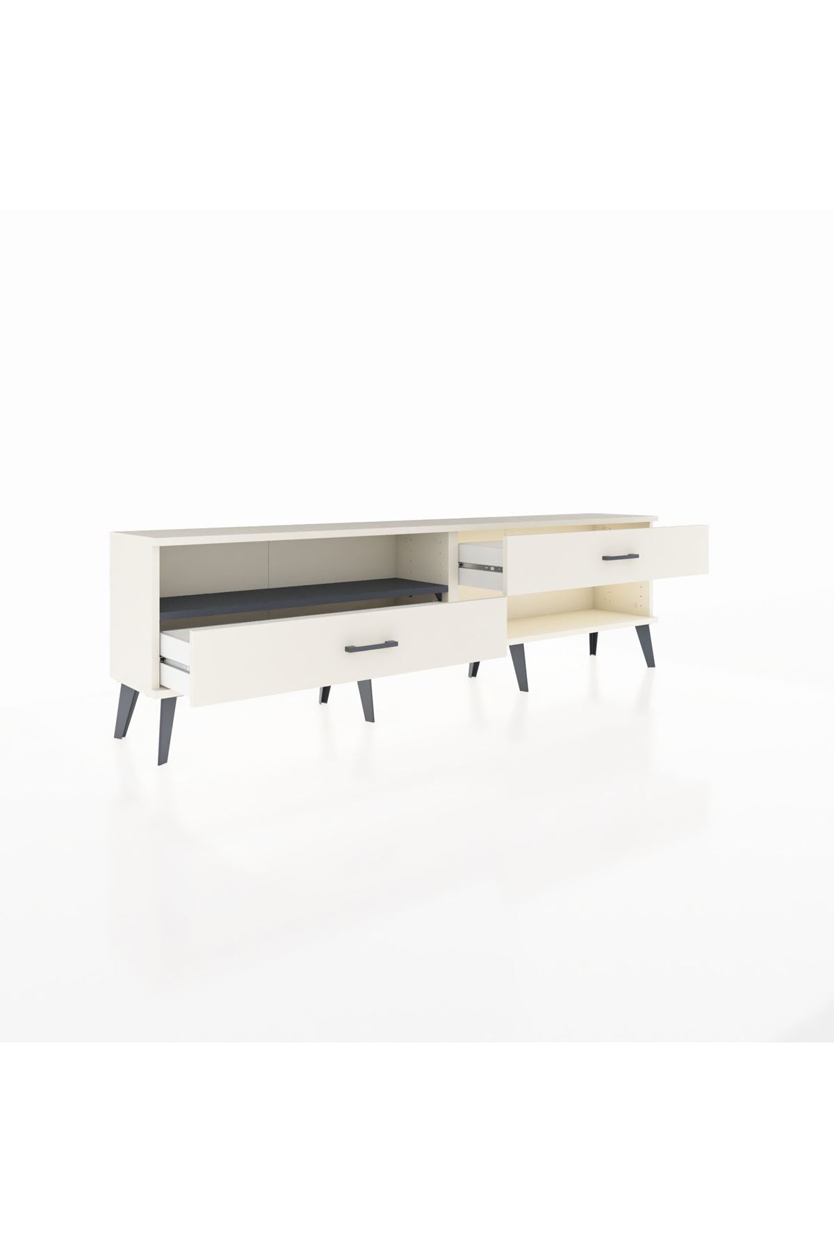 Arges TV Ünitesi Tek Raflı 2 Çekmeceli  176x30x51 Aytaşı-Antrasit/Aytaşı