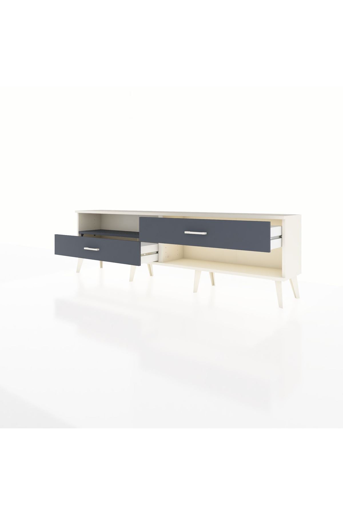 Arges TV Ünitesi Tek Raflı 2 Çekmeceli  176x30x51 Aytaşı-Antrasit/Antrasit