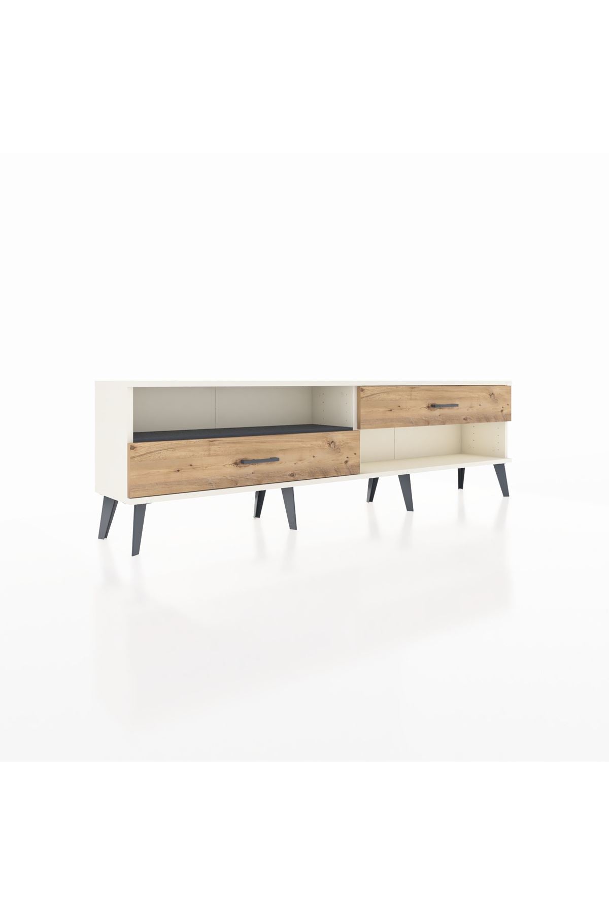 Arges TV Ünitesi Tek Raflı 2 Çekmeceli  176x30x51 Aytaşı-Antrasit/Çam