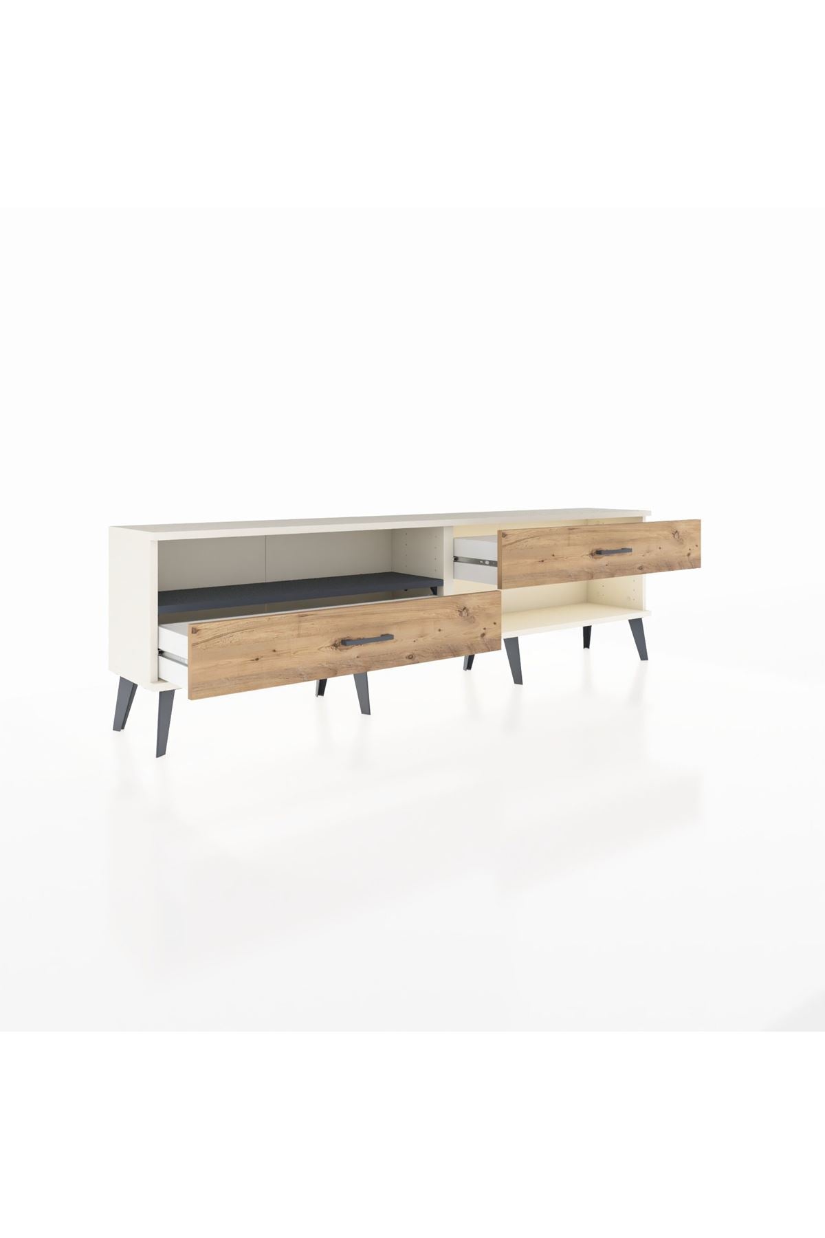 Arges TV Ünitesi Tek Raflı 2 Çekmeceli  176x30x51 Aytaşı-Antrasit/Çam