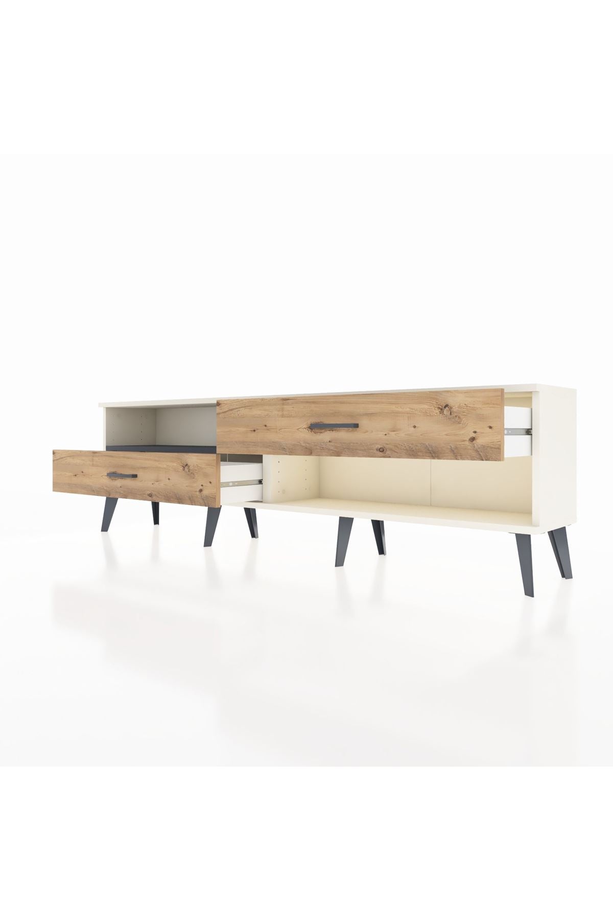 Arges TV Ünitesi Tek Raflı 2 Çekmeceli  176x30x51 Aytaşı-Antrasit/Çam