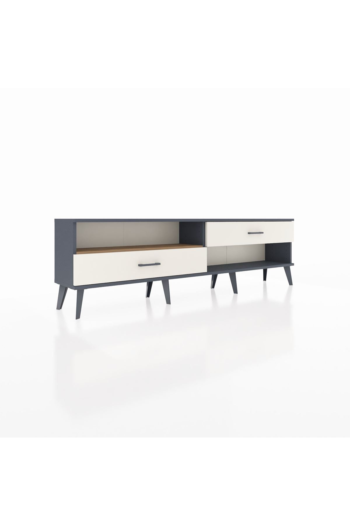 Arges TV Ünitesi Tek Raflı 2 Çekmeceli  176x30x51 Antrasit-Çam/Aytaşı