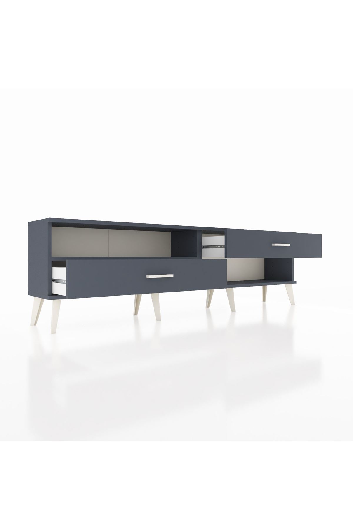 Arges TV Ünitesi Tek Raflı 2 Çekmeceli  176x30x51 Antrasit-Antrasit/Antrasit