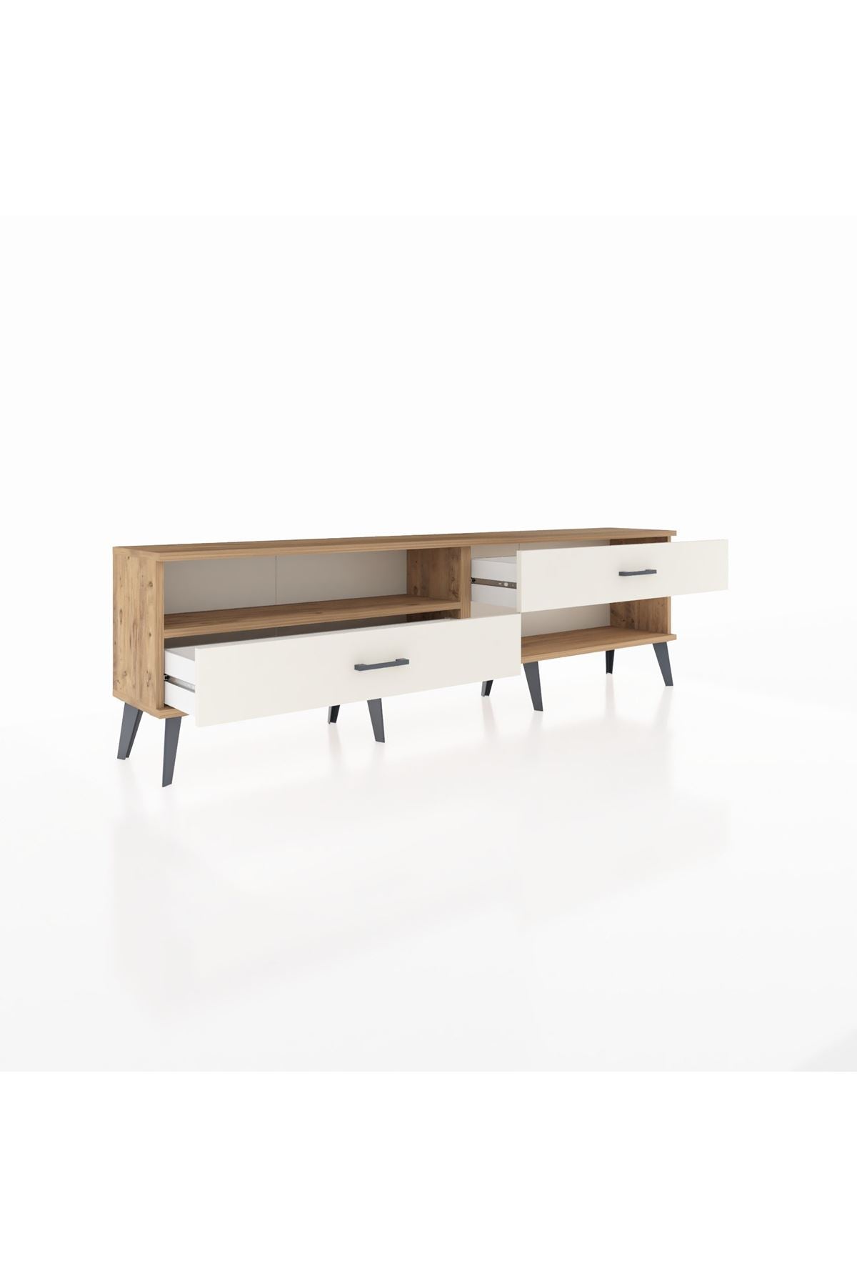 Arges TV Ünitesi Tek Raflı 2 Çekmeceli  176x30x51 Çam-Çam/Aytaşı