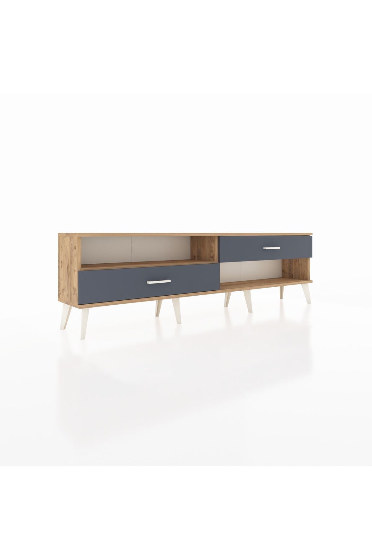 Arges TV Ünitesi Tek Raflı 2 Çekmeceli  176x30x51 Çam-Çam/Antrasit