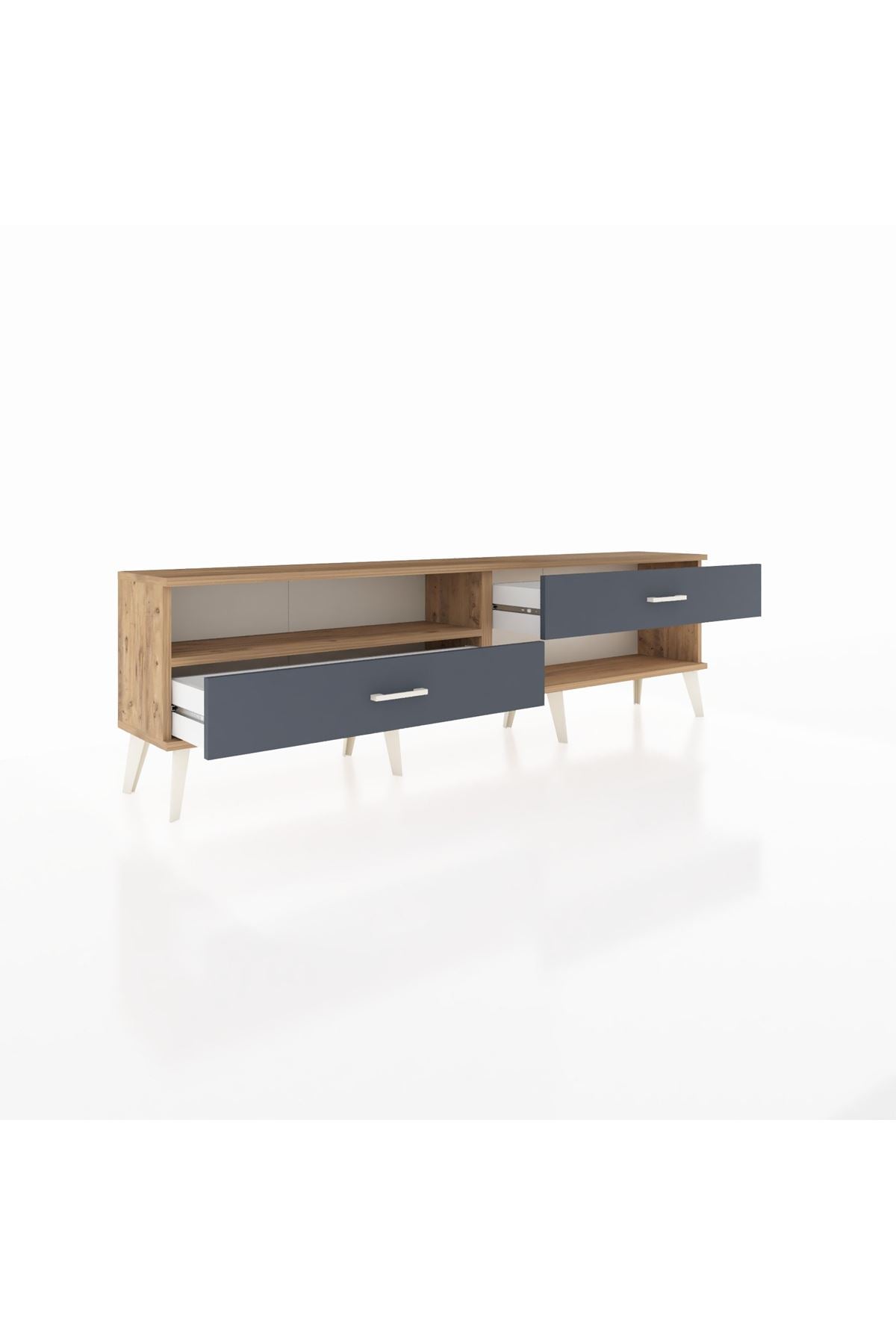 Arges TV Ünitesi Tek Raflı 2 Çekmeceli  176x30x51 Çam-Çam/Antrasit