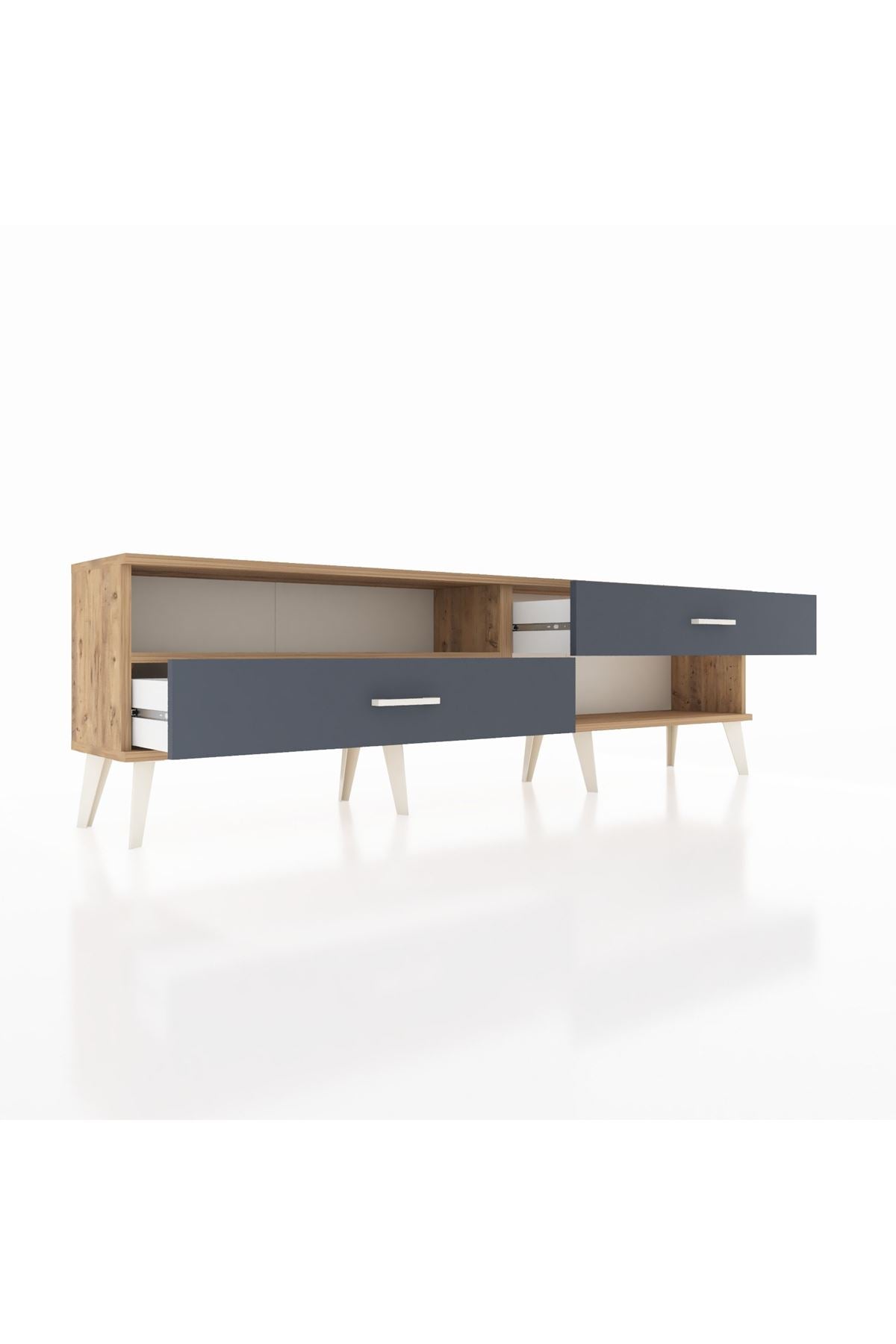 Arges TV Ünitesi Tek Raflı 2 Çekmeceli  176x30x51 Çam-Çam/Antrasit