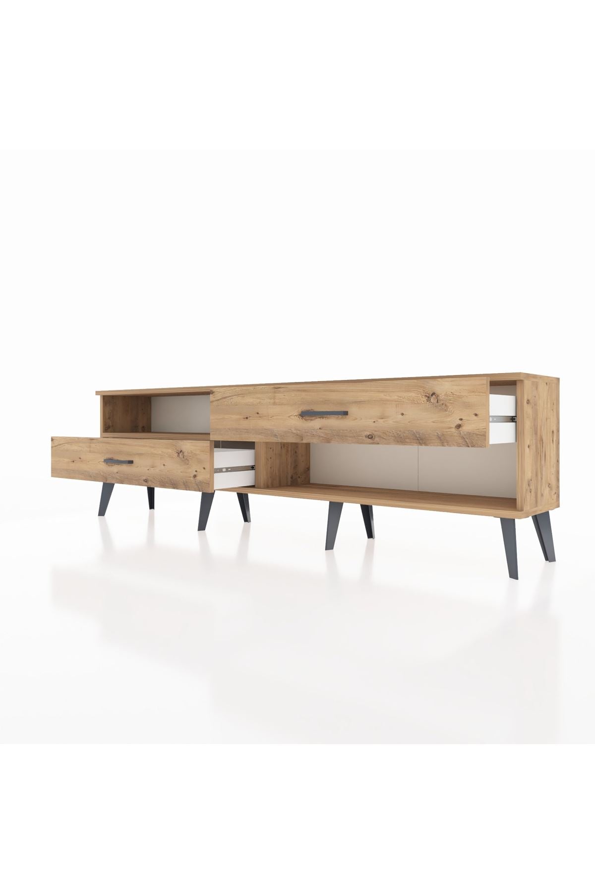 Arges TV Ünitesi Tek Raflı 2 Çekmeceli  176x30x51 Çam-Çam/Çam