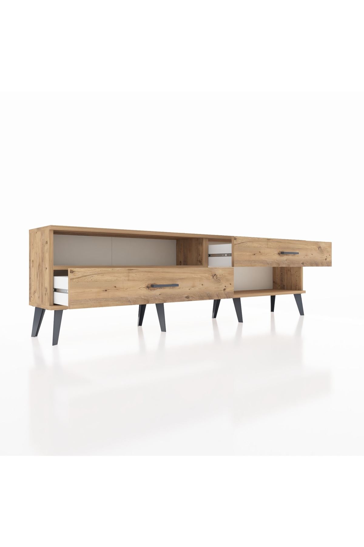 Arges TV Ünitesi Tek Raflı 2 Çekmeceli  176x30x51 Çam-Çam/Çam