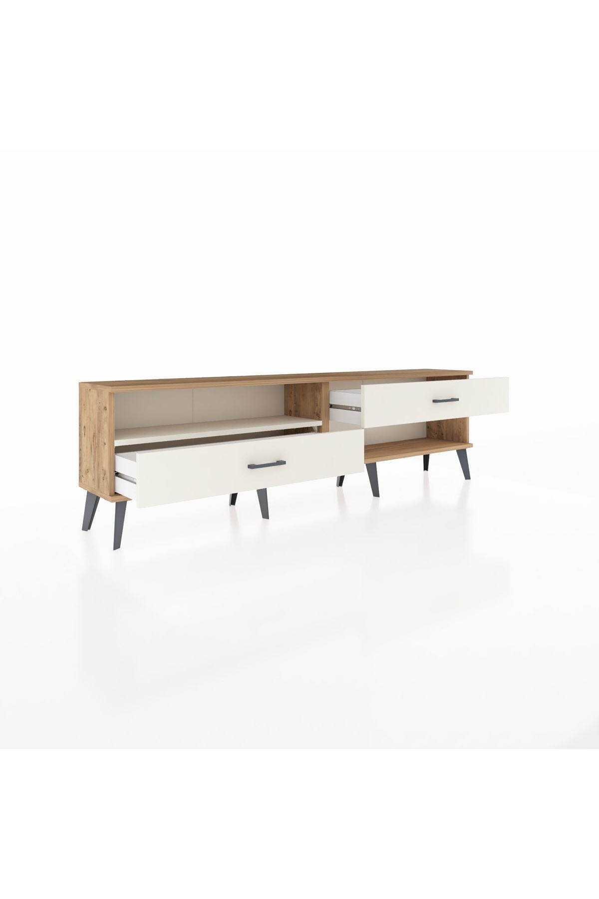 Arges TV Ünitesi Tek Raflı 2 Çekmeceli  176x30x51 Çam-Aytaşı/Aytaşı