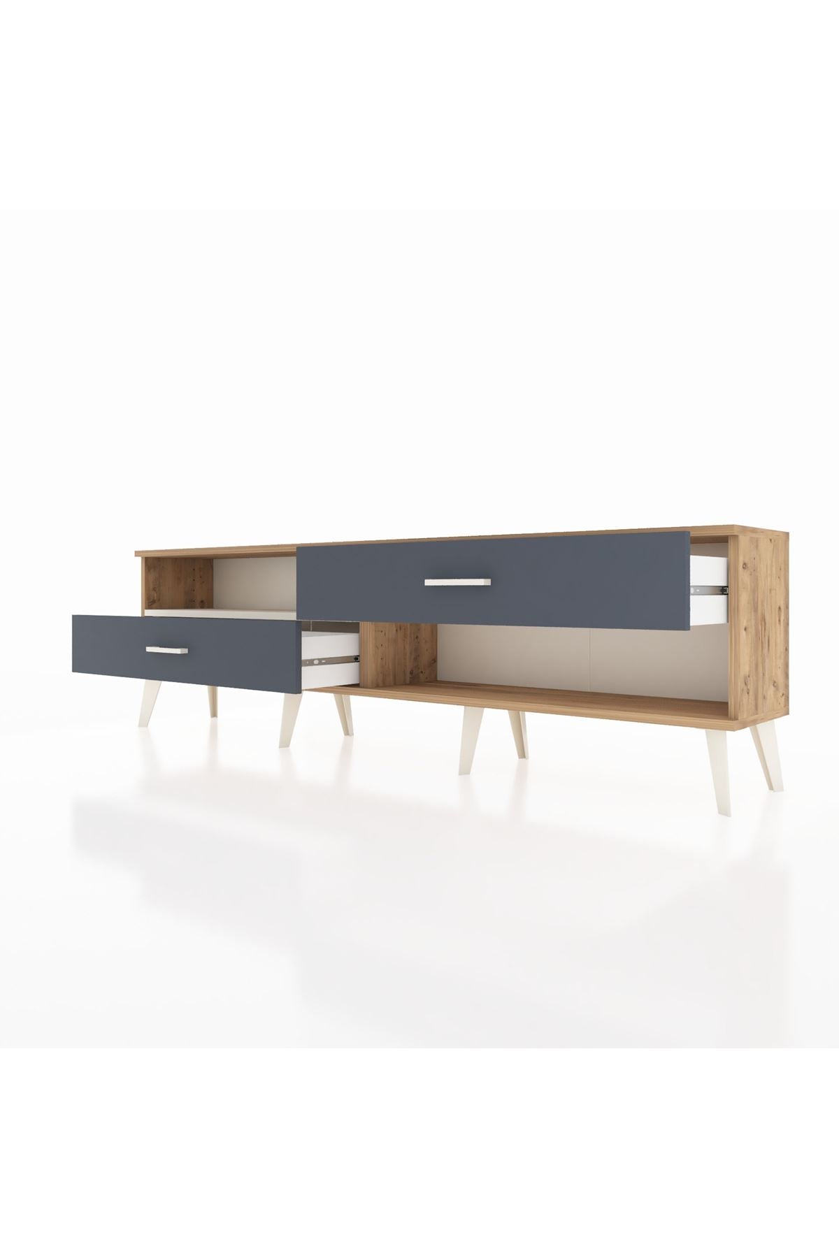 Arges TV Ünitesi Tek Raflı 2 Çekmeceli  176x30x51 Çam-Aytaşı/Antrasit