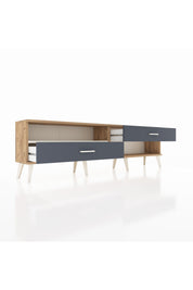 Arges TV Ünitesi Tek Raflı 2 Çekmeceli  176x30x51 Çam-Aytaşı/Antrasit