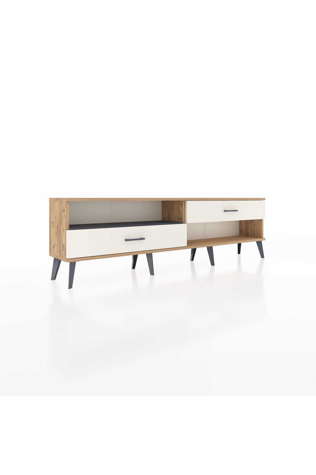 Arges TV Ünitesi Tek Raflı 2 Çekmeceli  176x30x51 Çam-Antrasit/Aytaşı