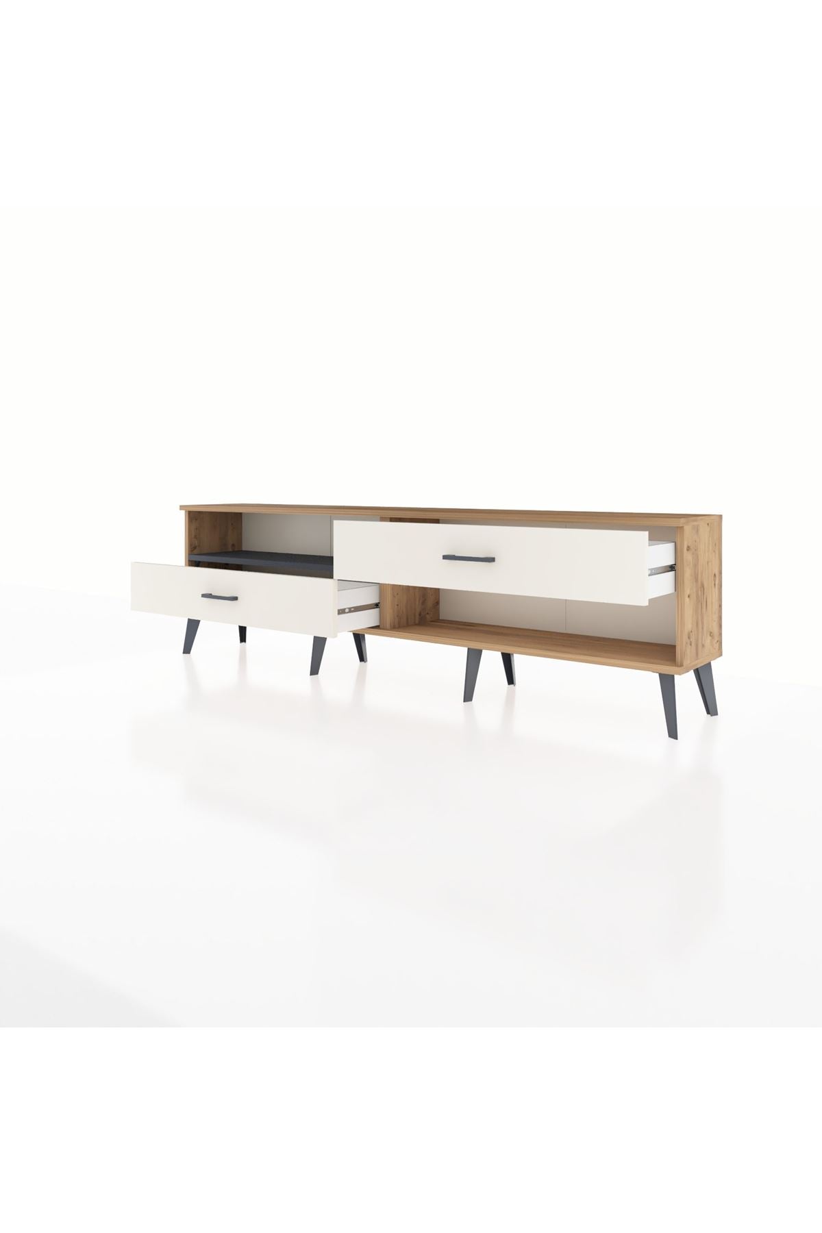 Arges TV Ünitesi Tek Raflı 2 Çekmeceli  176x30x51 Çam-Antrasit/Aytaşı