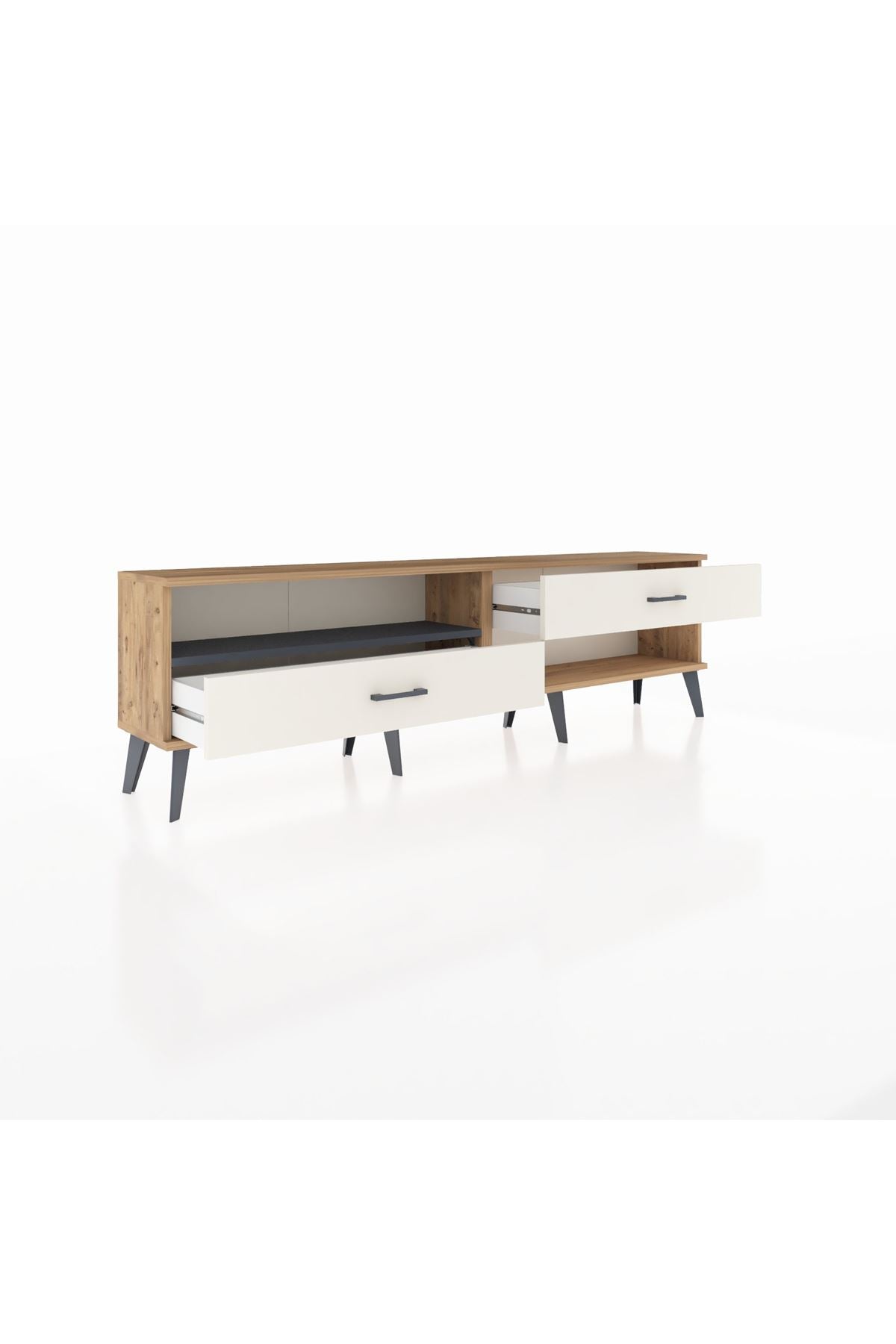 Arges TV Ünitesi Tek Raflı 2 Çekmeceli  176x30x51 Çam-Antrasit/Aytaşı