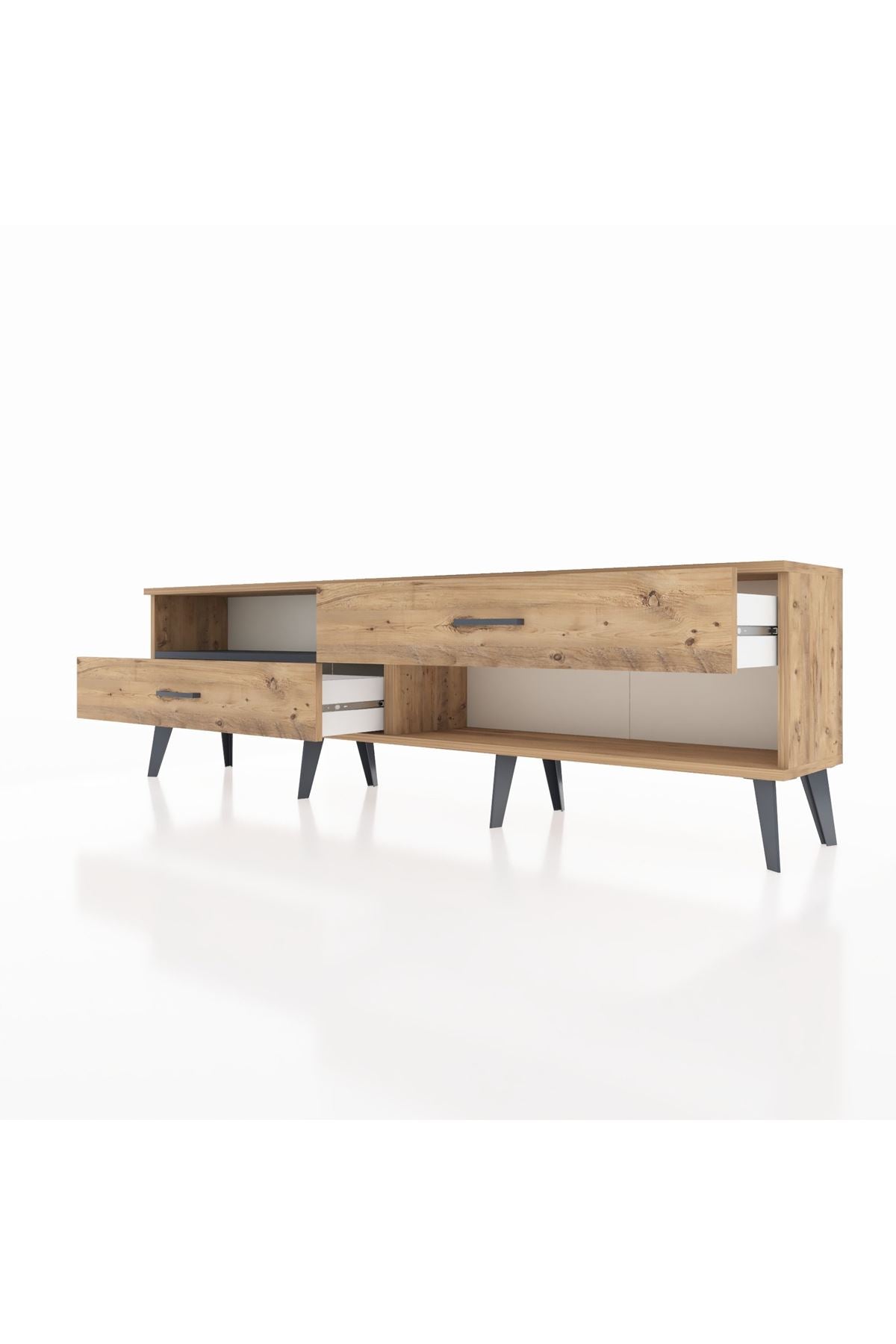 Arges TV Ünitesi Tek Raflı 2 Çekmeceli  176x30x51 Çam-Antrasit/Çam