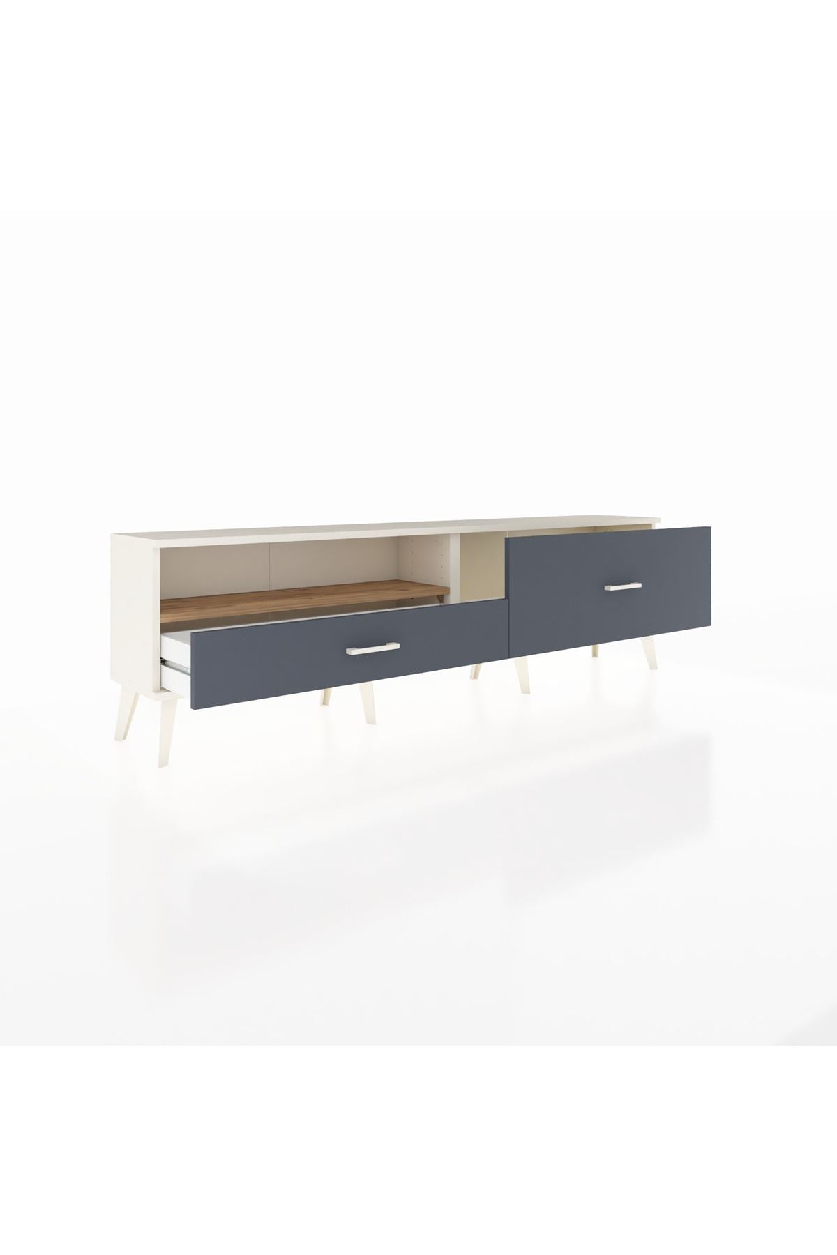 Arges TV Ünitesi Tek Raflı 2 Çekmeceli  176x30x51 Aytaşı-Çam/Antrasit