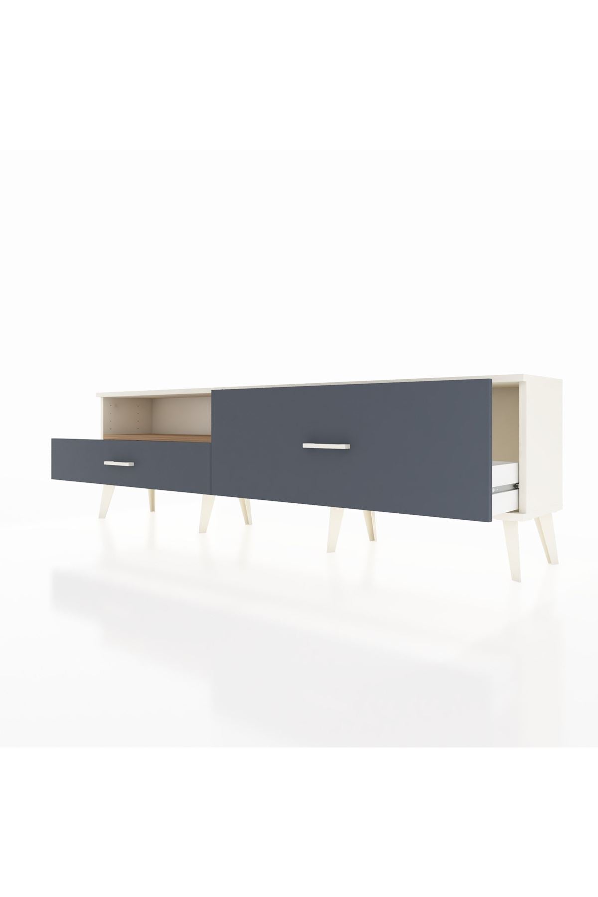 Arges TV Ünitesi Tek Raflı 2 Çekmeceli  176x30x51 Aytaşı-Çam/Antrasit