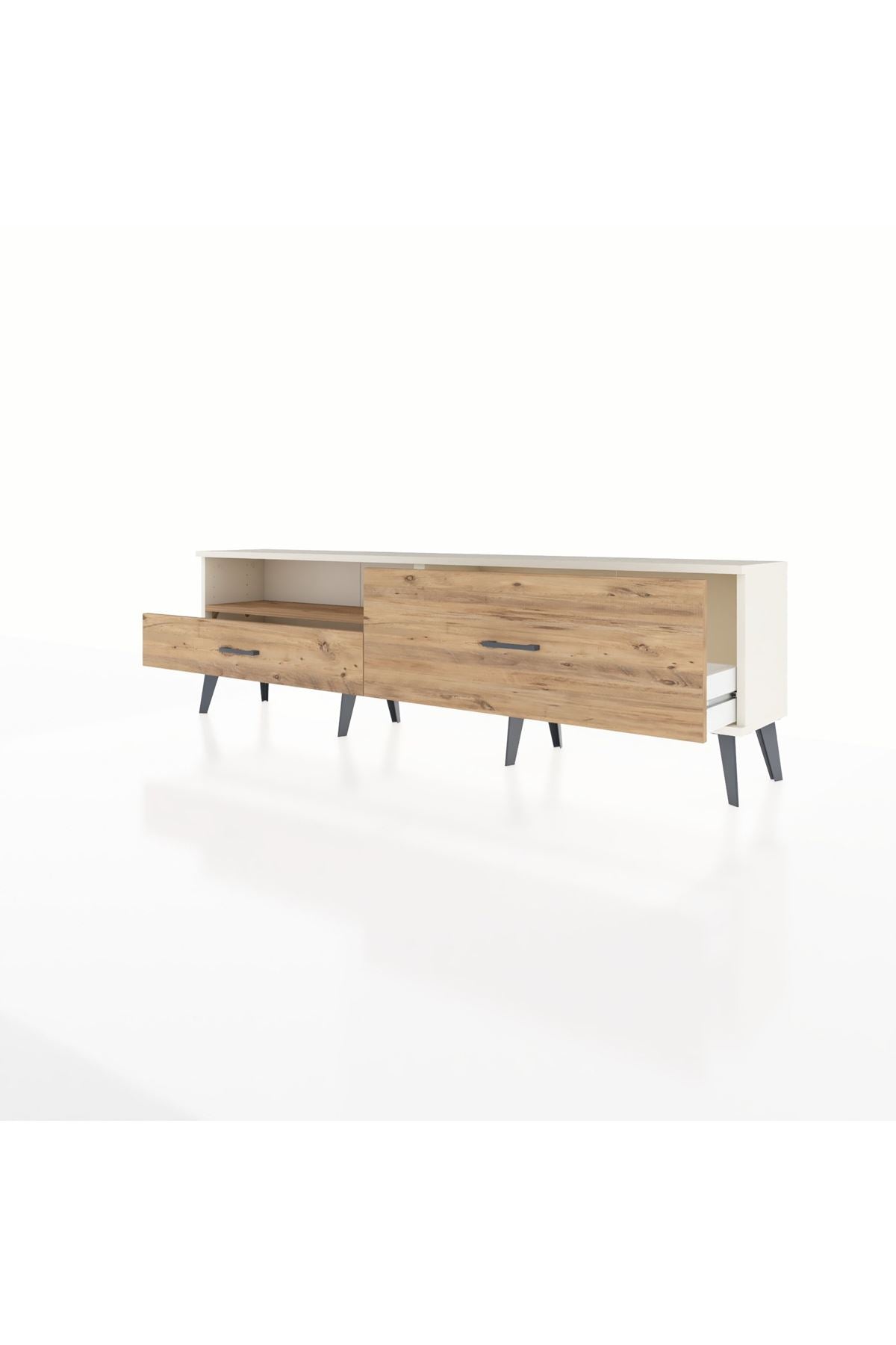 Arges TV Ünitesi Tek Raflı 2 Çekmeceli  176x30x51 Aytaşı-Çam/Çam