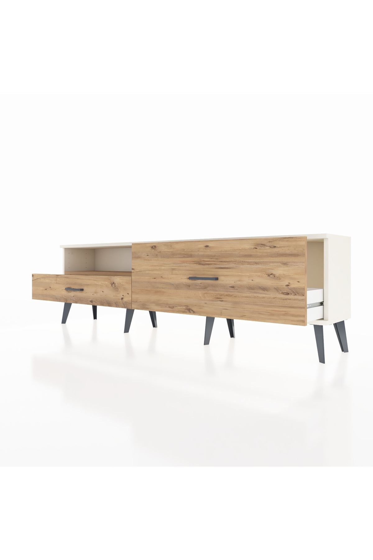 Arges TV Ünitesi Tek Raflı 2 Çekmeceli  176x30x51 Aytaşı-Çam/Çam