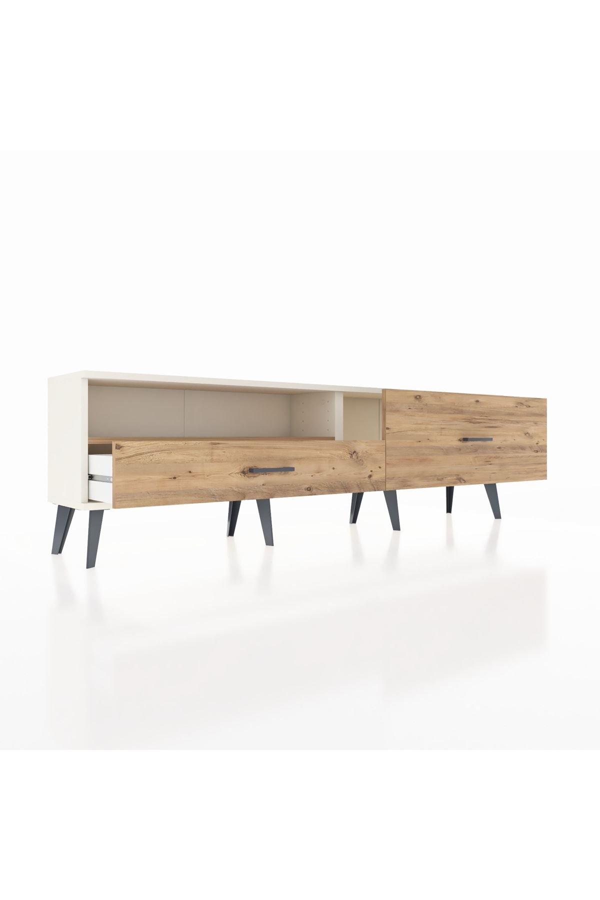 Arges TV Ünitesi Tek Raflı 2 Çekmeceli  176x30x51 Aytaşı-Çam/Çam