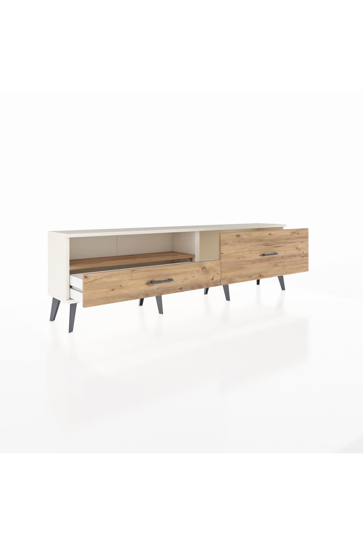 Arges TV Ünitesi Tek Raflı 2 Çekmeceli  176x30x51 Aytaşı-Çam/Çam