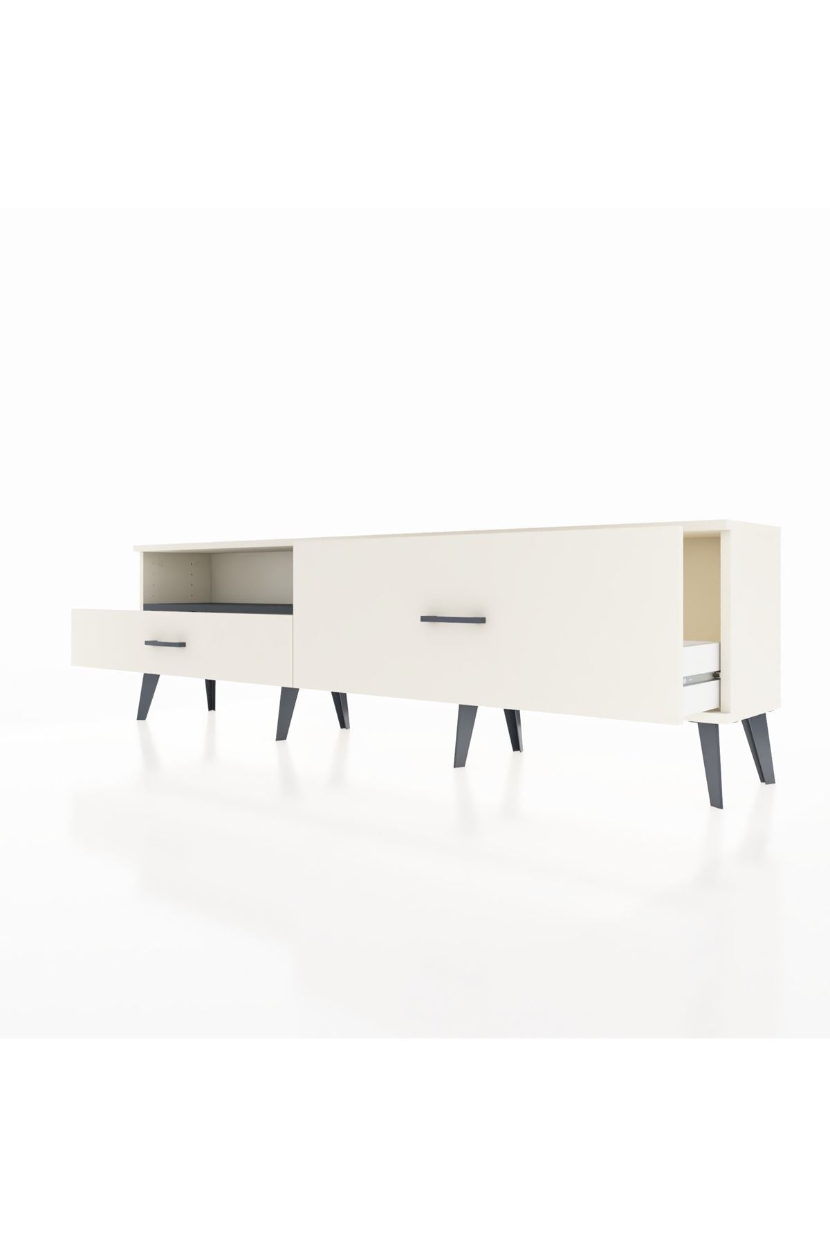 Arges TV Ünitesi Tek Raflı 2 Çekmeceli  176x30x51 Aytaşı-Antrasit/Aytaşı