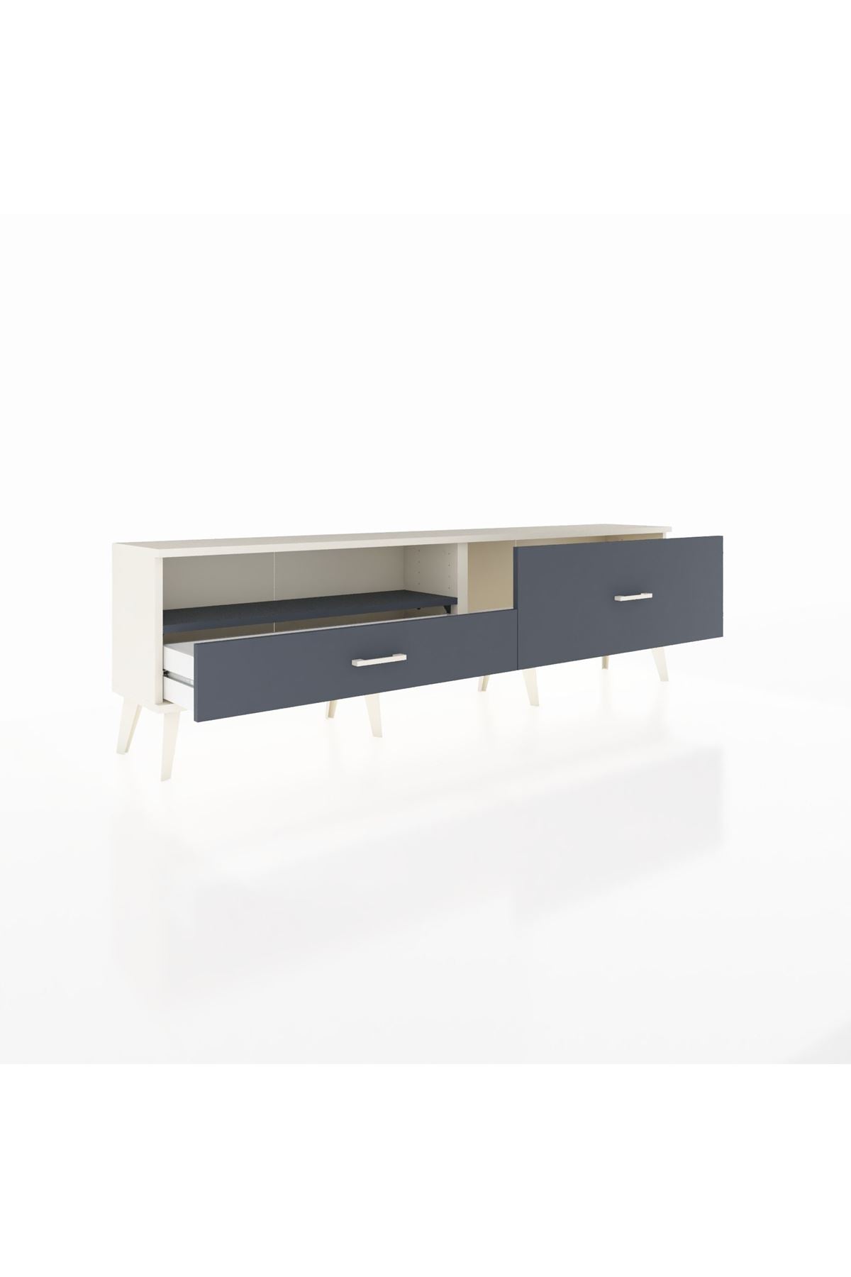 Arges TV Ünitesi Tek Raflı 2 Çekmeceli  176x30x51 Aytaşı-Antrasit/Antrasit