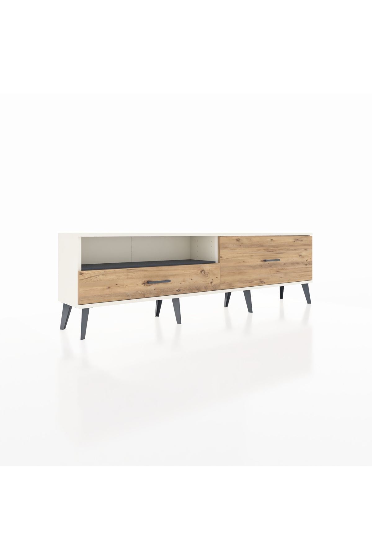 Arges TV Ünitesi Tek Raflı 2 Çekmeceli  176x30x51 Aytaşı-Antrasit/Çam