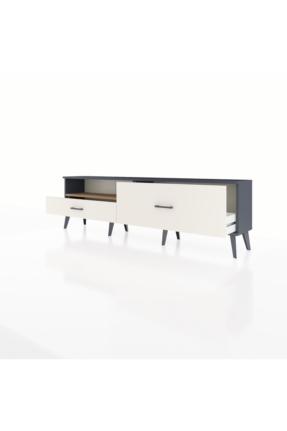 Arges TV Ünitesi Tek Raflı 2 Çekmeceli  176x30x51 Antrasit-Çam/Aytaşı